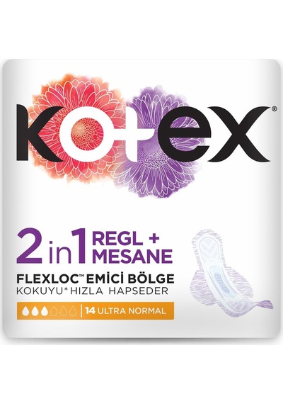 Kotex 2 in1 Regl Mesane Ultra Normal Ped 14'lü
