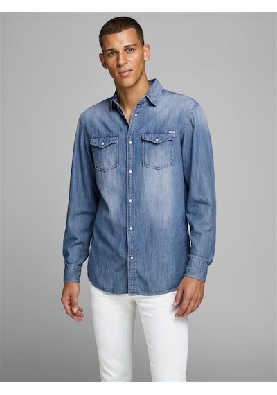 Jack & Jones Jack&jones Jjesheridan L/s Noos Erkek Gömlek-12138115-medium Blue Denim Mavi