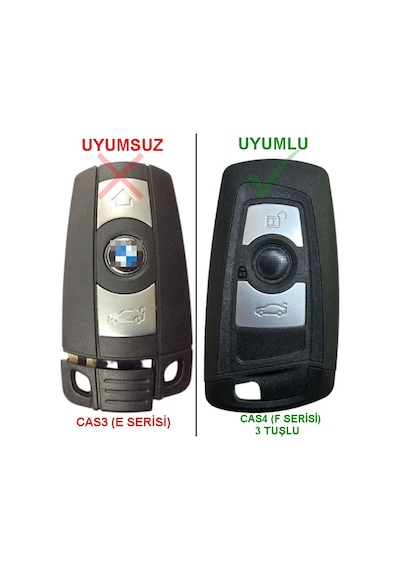 Bmw F Serisi Cas4 Uyumlu Smart Kumanda Anahtar Kabı Oto Anahtarlık 3 Tuşlu Logolu Kırmızı