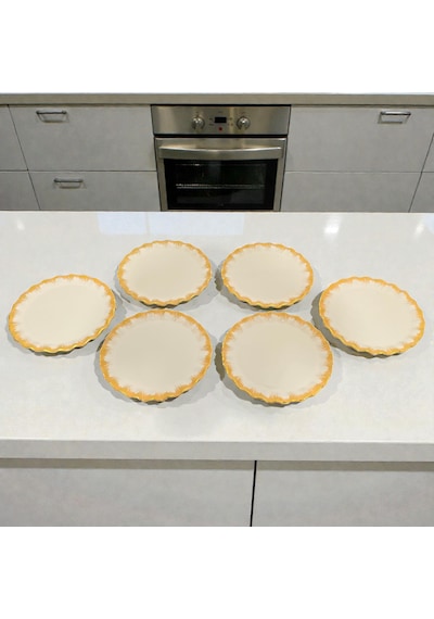 Sudedi Home Latte Altın Yaldızlı Cam Pasta Tabağı Seti Çok Renkli