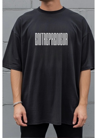 Freedom Store Unisex Oversize 24/1 Penye Dtf Baskılı Tişört - Dtf297 Siyah