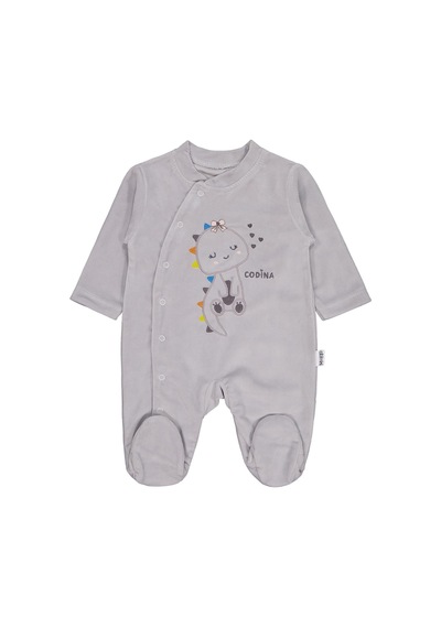 Albimini Minidamla Zürafa Nakış Çıtçıtlı 1-6 Ay Tulum - Gri