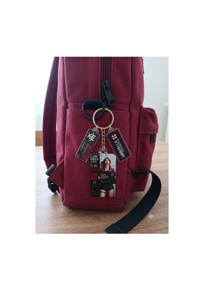 Owl Bag Resident Evil Claire Redfield Desenli Acrylic Anahtarlık Çanta Süsü Çok Renkli