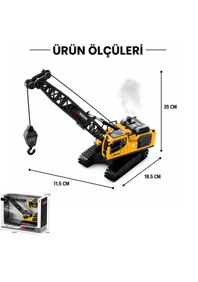 Uzaktan Kumandalı Kule Vinç 11 Kanal Fonksiyon Iş Makinesi Buharlı Şarjlı Işıklı Ses Efektli Metal Başlıklı Kutulu