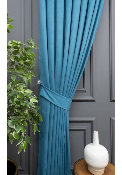 Evdepo Home Deniz Soft Pileli Fon Perde Turkuaz