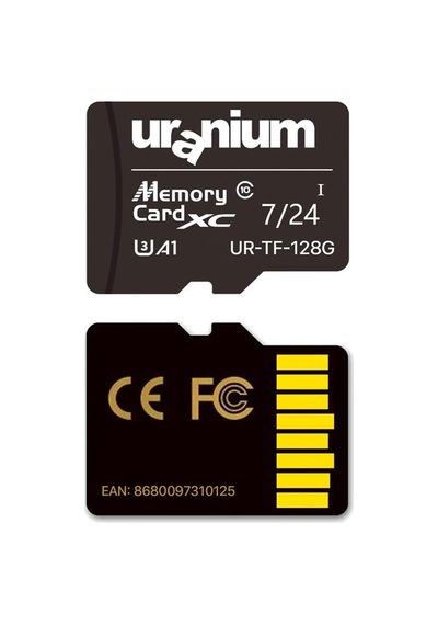 128gb Uranıum Ur-tf-128g Mıcro Sd Card U3 7/24 Surveıllance 100/50mbs Industrıal Hafıza Kartı 3 Yıl