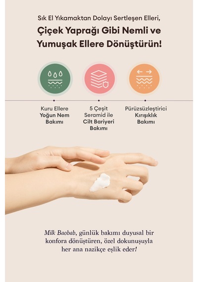 Yaşlanma Karşıtı Yumuşatıcı Parfümlü El Kremi Mılk Baobab Blooming Perfume Hand Cream White Soap