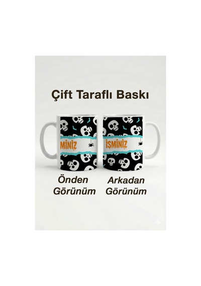 Kişiselleştirilebilir İsme Özel Kupa Bardak - Cadılar Bayramı Kurukafa Tasarımlı Hediyelik 330 Ml Çok Renkli - 876080371 Çok Renkli - 876080371 Çok Renkli