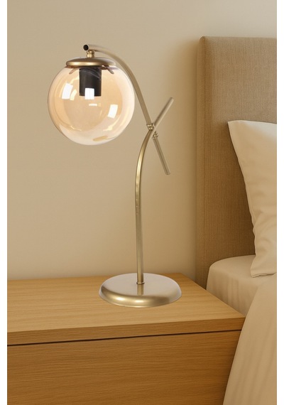 Glow Eskitme Metal Tekli Bal Rengi Cam Küre Masa Lambası Modern Dekoratif Aydınlatma