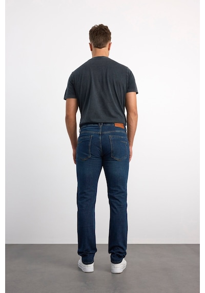 72595 73604 Erkek Comford Fit Mıd Rıse Slim Leg Denim Pantolon 72595-73604 Dark Blue Black