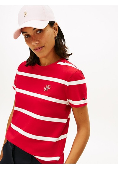 Tommy Hilfiger Th Scrıpt Reg C-nk Ss Tee Kadın Kırmızı T-shirt - Ww0ww47809