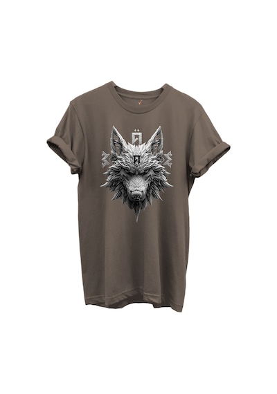 Kurt Ve Türk Özel Koleksiyon Serisi-5 Tasarım Baskılı %100 Pamuk T-shirt Kahverengi