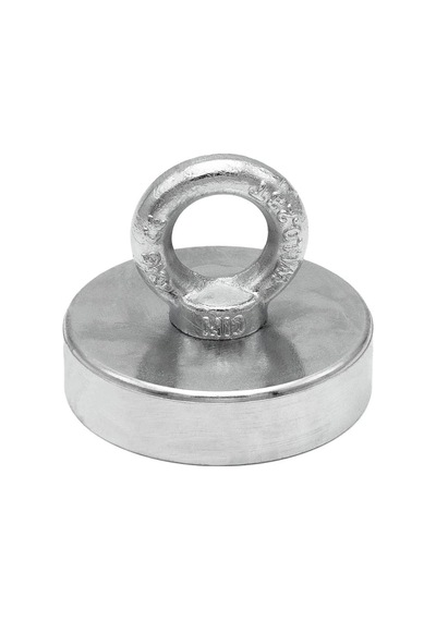 80mm Dev Deniz Mıknatısı - Fishing Magnet - Neodyum Daimi Çelik Mıknatıs - Halkalı Pot Mıknatıs - Nikel Kaplı