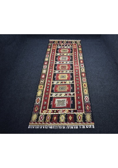 Zehra Abla Halı Yeni El Dokuma Otantik Karabağ Yolluk Yün Kilim 6934 Çok Renkli