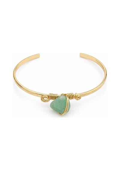 Doğal Gri Akik Taşlı Altın Tonlu Açık Uçlu Spiral Kadın Bileklik Gold 94970293