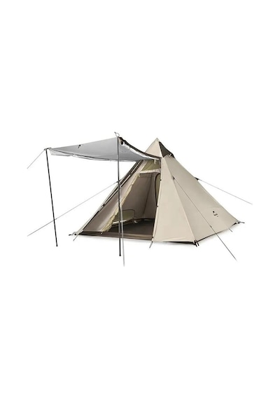 Naturehike Glamping 4 Kişilik Çift Katmanlı Otomatik Kurulum Piramid Çadır Krem