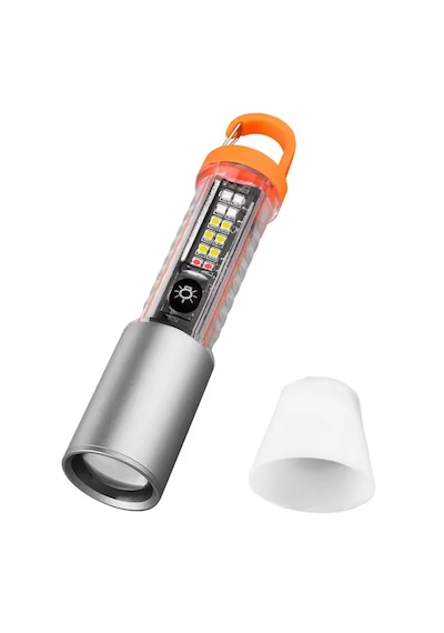 Fenerix HS-2302 Şarjlı Taktik Çakarlı Asker Polis El Feneri 1000 Lümen Beyaz - Gri
