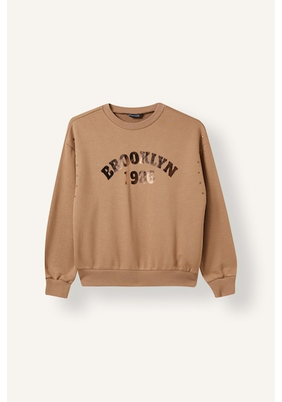 Defacto Relax Fıt Bisiklet Yaka Slogan Baskılı Sweatshirt Kız Çocuk I6182a826wnbg267 Bej-bg267