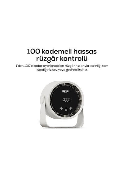 Xenon Smart Taşınabilir Masaüstü Fanı 100 Kademe Kontrol, Şarjlı, Dokunmatik Ekran, 2000mah, Usb-c X6113