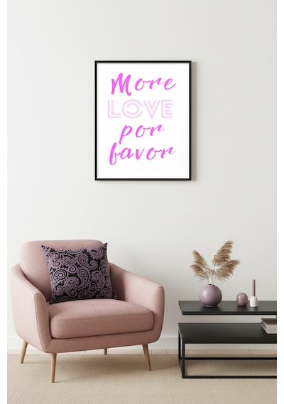Doğal Ahşap Çerçeveli Retro Tablo - Pembe Script Yazı Sözü Huhu2794