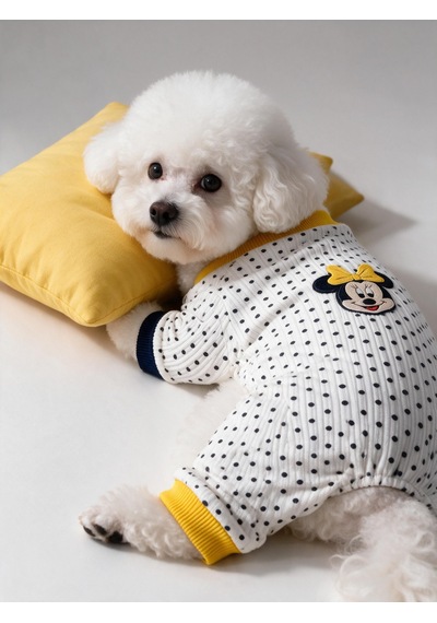 Spotty Sunny Minny Köpek Uyku Seti Siyah Beyaz Puantiyeli Penye Köpek Tulumu Ve Mini Yastık