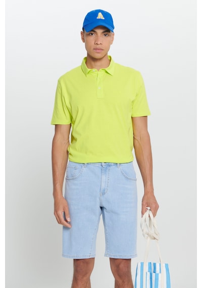 AC&Co / Altınyıldız Classics Erkek Sarı Standart Fit Normal Kesim Baskılı Polo Yaka Tişört Sarı