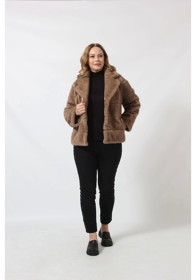 Moda Berray 3260 Vizon Suni Kürk Kısa Kaban Vizon