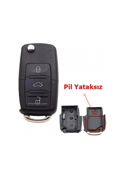 Volkswagen Tipli Akıllı Kumanda Kabı Anahtar Kabı Pil Yataksız