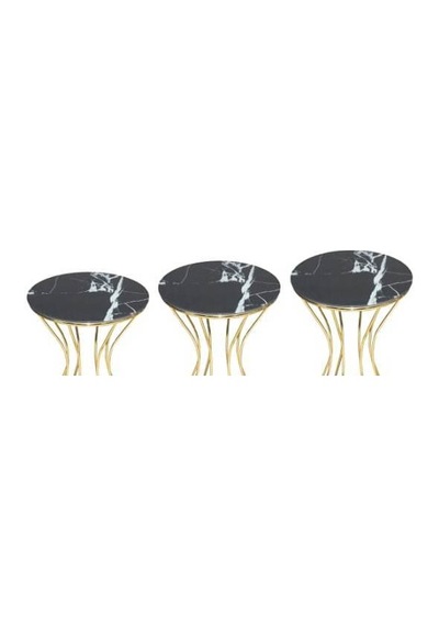 Brc Kumsaat Model Zigon Şık Siyah Mermer Temper Cam Metal Transmisyon Çelik Gold Renk Kaplam El Yapım