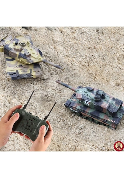 Oyuncak 2.4 Uzaktan Kumandalı Su Bombası Atan Tank Buharlı 1200 Şarjlı Sesli Gövdesi 360 Hareketli Gövde Yeşil