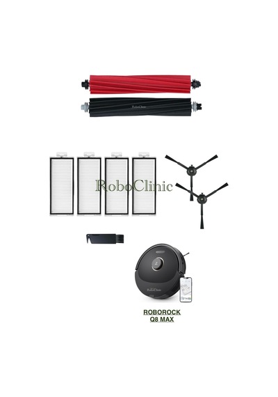 Roborock Q8 Max, Q8 Max Plus Siyah Uyumlu Yedek Fırça,hepa Filtre Seti-9 Parça