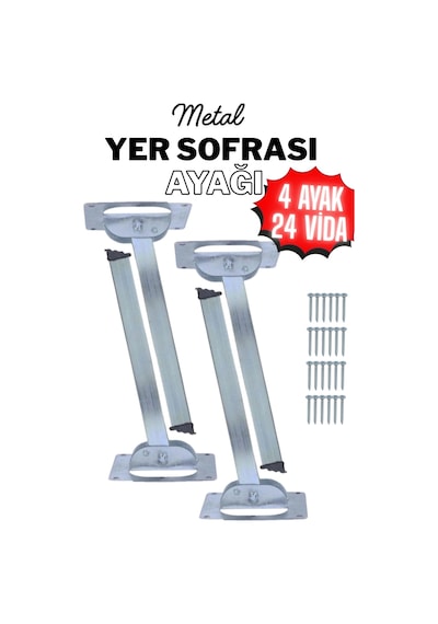 4 Adet 25 Cm Metal Yer Sofrası Ayağı - Katlanır Çinko Sini Altı Takımı 4 Adet Metal Katlanır Sehpa Ayağı Katlanır Ayak Parmak İzi Bırakmaz Inox Parmak İzi Bırakmaz Inox