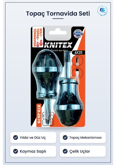 Topaç Tornavida Yıldız Ve Düz Uç 2li Set Kaymaz Saplı Çelik Ev Ta