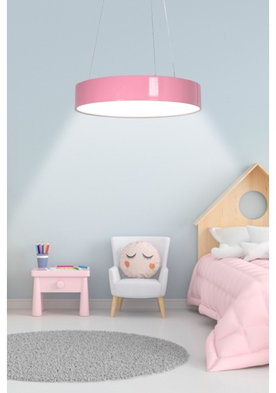 Dakota Modern Panel Ledli Salon Çocuk Odası Yatak Odası Mutfak Pembe Renk Led Avize Beyaz Işık Pembe Pembe