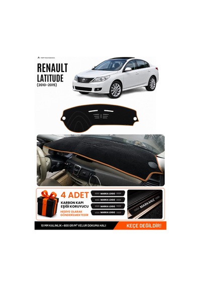 Renault Latıtude 2010-2015 Uyumlu Torpido Örtüsü, Torpido Kılıfı - Siyah-kahverengi - Re034
