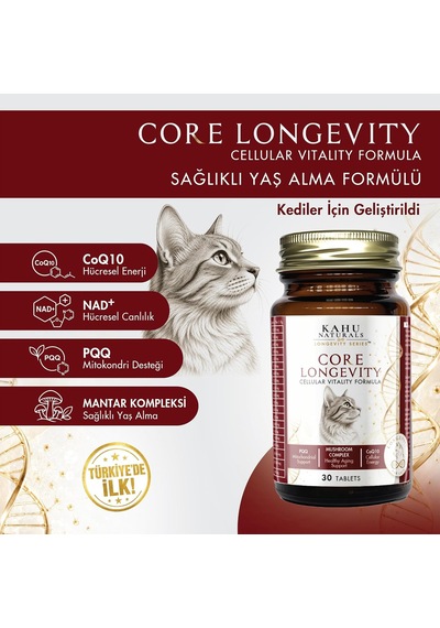 Core Longevity Kedi, Koenzim Q10, Nad+, Pqq, Kompleksi, 30 Tablet
