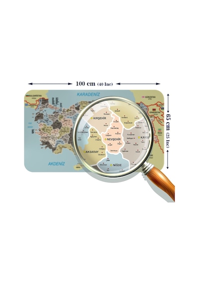 Eğitici - Öğretici Dünya Ve Türkiye Haritası Çocuk Odası Duvar Sticker-60x105-3889 Çok Renkli