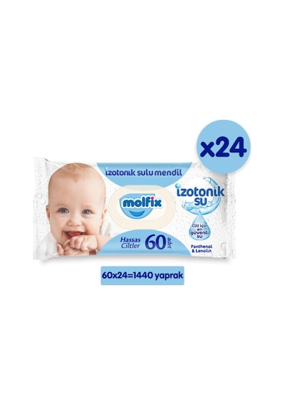 Molfix Izotonik Sulu Hassas Ciltler 60 Yaprak 24'Lü Islak Mendil