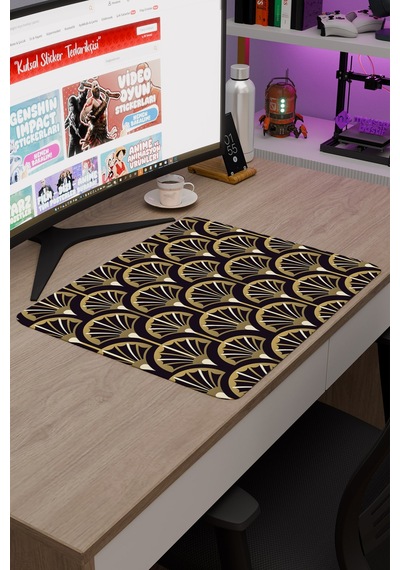 Art Deco Tarzı Kaymaz Dikişli Kauçuk Oyuncu Mousepad V1 - 48x40 Xl Gaming Mouse Pad Fare Altlığı