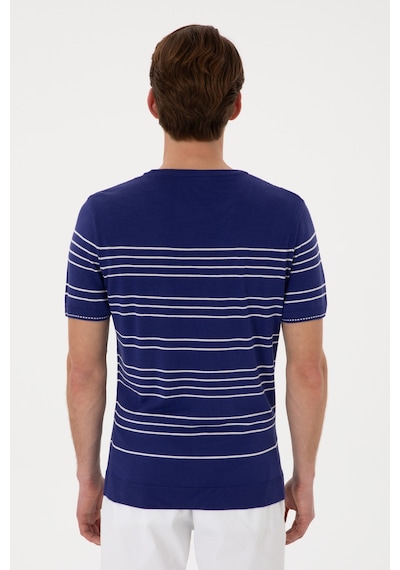 U.S. Polo Assn.  Erkek Slim Fit Bisiklet Yaka Açık Lacivert Tişört 50299396-VR059