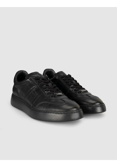 Cabani Siyah Hakiki Deri Erkek Sneaker Ayakkabı