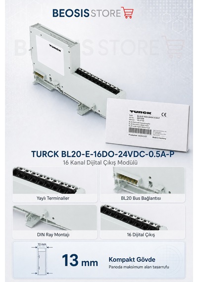 Turck Bl20-e-16do-24vdc-0.5a-p 16 Kanal Dijital Çıkış Modülü