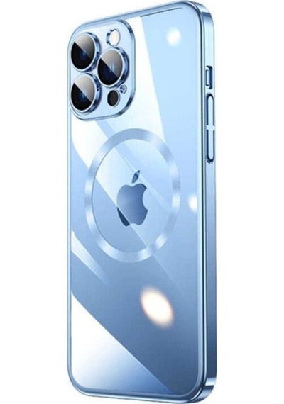 Apple Uyumlu iPhone 14 Pro Max Kılıf Wireless Şarj Özellikli Sert Pc Zore Riksos M-safe Kapak Mavi