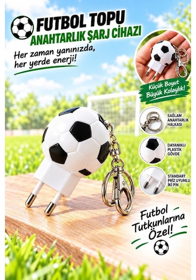 Torima Şarj Adaptörü Futbol Topu Görünümlü Anahtarlıklı 20w Hızlı Şarj Cihazı C41 Beyaz Siyah
