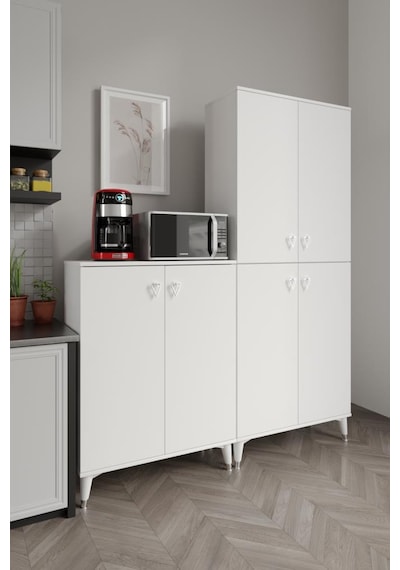 Simple Sp6190 Çok Amaçlı Dolap 6 Kapaklı Mutfak Dolabı Balkon Dolabı Kiler Banyo Dolabı Ayakkabılık Beyaz Gümüş