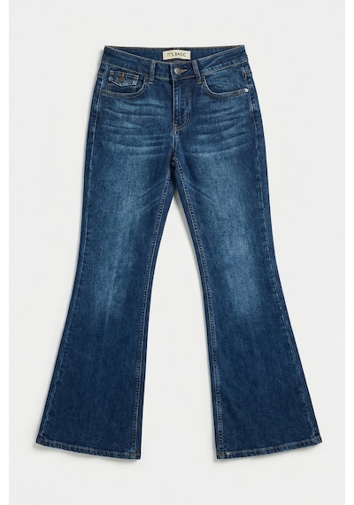 it's basic Kadın Mavi Renk 2w5-5 Sln05 Midrise Flare Fit Esnek Kumaş İç Boy 83cm Denim Jean