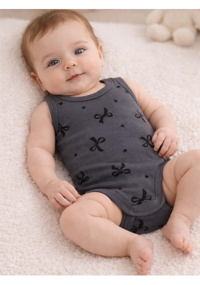 Civil Baby Fiyonk Empirme 1-36 Ay Çıtçıtlı Badi - Gri Antrasit