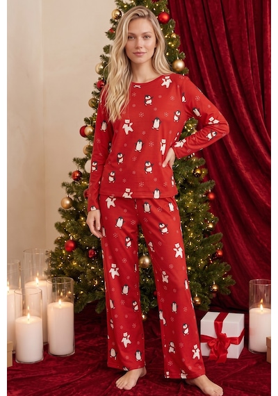 Siyah İnci Yılbaşı Temalı Desenli Termal Kumaşlı Ultra Soft Yumuşak Örme Pijama Takımı 26226920 Kırmızı Siyah İnci Yılbaşı Temalı Desenli Termal Kumaşlı Ultra Soft Yumuşak Örme Pijama Takımı 26226920 Kırmızı