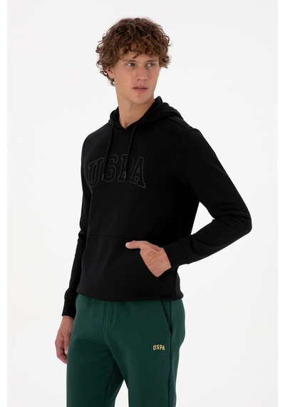 U.S. Polo Assn. Erkek Regular Fit Kapüşonlu Siyah Basic Sweatshirt 50315663-VR046