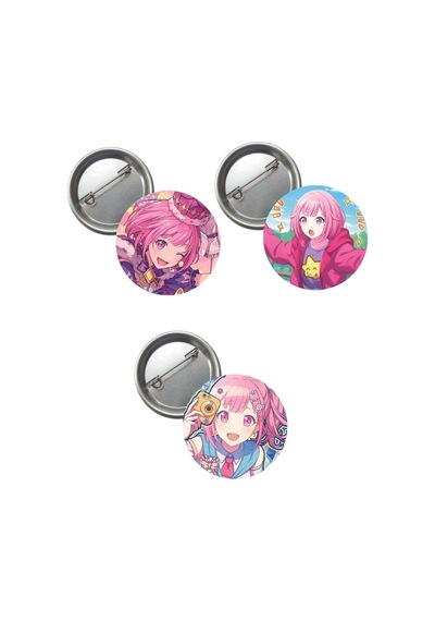 Hatsune Miku Pjsekai Project Sekai Colorful Anime Buton Rozet 3 Adet 37mm Otori Emu Altın - Beyaz - Siyah